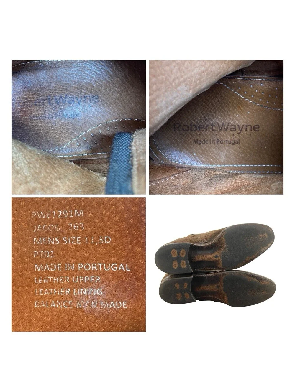 Robert Wayne Jacob Boots Men’s 11.5D Rust Brown Suede Side Zip Leather Portugal